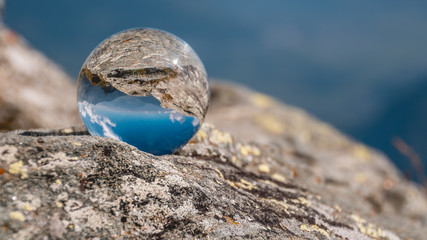 Fototapeta na wymiar Crystal ball alpine landscape shot at Kitzsteinhorn - Salzburg - Austria