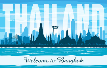 Fototapeta premium Bangkok Thailand city skyline vector silhouette