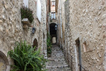 small pedestrian alley on Saint Paul De Vence, France