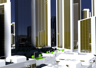 Naklejka premium Futuristic Capital City 3d-Illustration