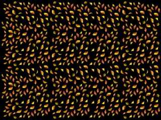 Autumn colorful leaves on a black background.