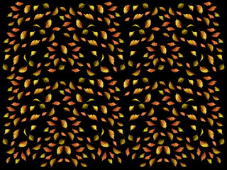 Autumn colorful leaves on a black background.