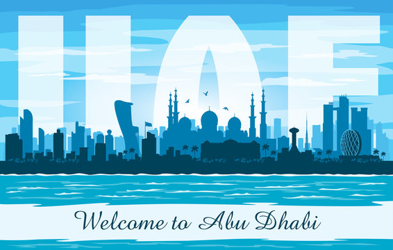 Abu Dhabi UAE city skyline vector silhouette