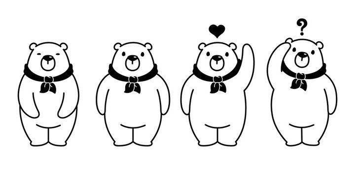bear vector polar bear cartoon character icon logo heart valentine symbol christmas illustration scarf white