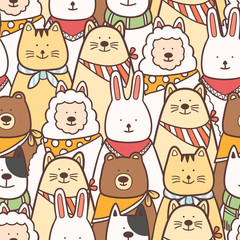 Colorful animals seamless pattern background