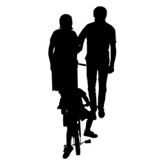 little baby Cycling silhouette on white background vector