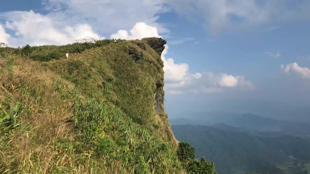 time lapse of mountain and cloud blue sky at phu chee fah Chiang rai Thailand