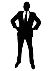 Silhouette of a business man in a suit standing