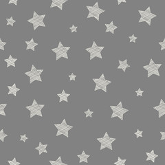 Wrapping paper with hand drawn stars. Vector.