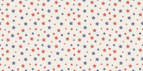 Concept of seamless pattern with hand drawn stars. Vector.