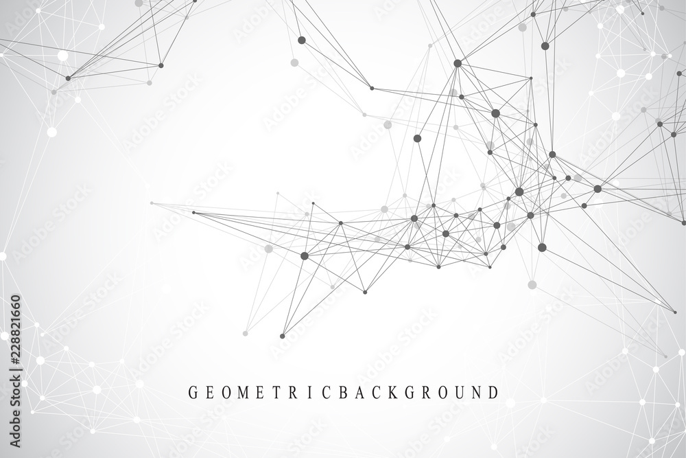 Poster Big data visualization. Graphic abstract background communication. Perspective backdrop visualization. Analytical network complex. Vector illustration.