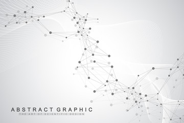 Technology abstract background with connected line and dots. Big data visualization. Perspective backdrop visualization. Analytical networks. Vector illustration.