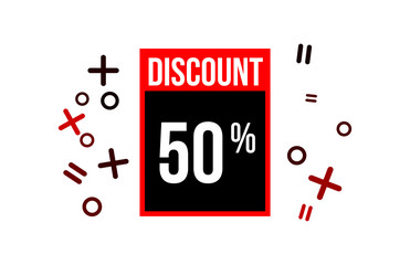 Red Discount 50 Percent Number
