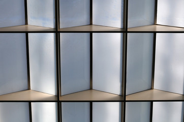 ceiling with half transparent glass elements