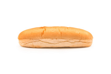 Long sandwich bread for breakfast on isolated background with clipping path. Brown delicious bakery or morning food.