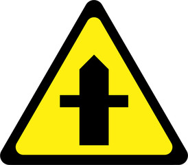 Warning sign with crossroads