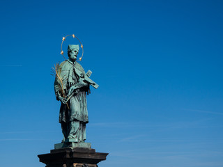 statue on Prague Charles Bridge