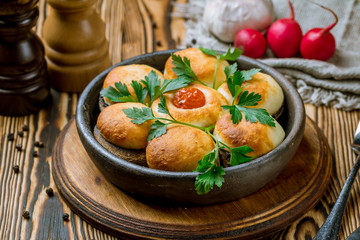 mushrooms baked with Suluguni cheese