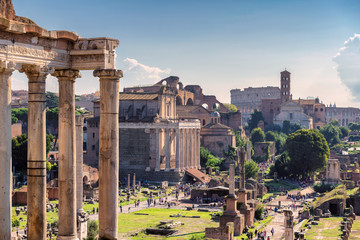 Ruins of the Roman Forum in Rome, Italy.  - obrazy, fototapety, plakaty