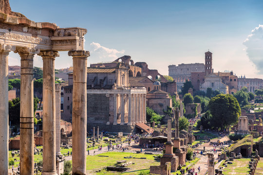 Ruins of the Roman Forum in Rome, Italy. 