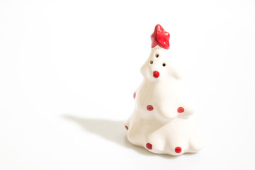 Christmas decorations, ceramic tree isolated in a white background