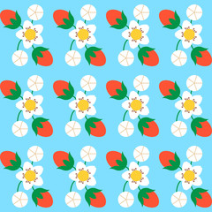 Seamless pattern background with strawberry, colorful illustration