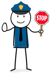 Stop / Schild / Achtung / Halt / Polizist / Polizei