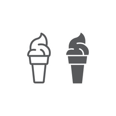 Ice cream line and glyph icon, food and dessert, sweet sign, vector graphics, a linear pattern on a white background.