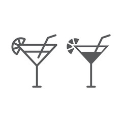 Cocktail line and glyph icon, beverage and drink, alcohol sign, vector graphics, a linear pattern on a white background.