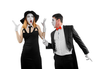 Angry man and woman yelling