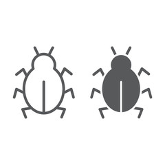 Virus line and glyph icon, security and internet, computer bug sign, vector graphics, a linear pattern on a white background.