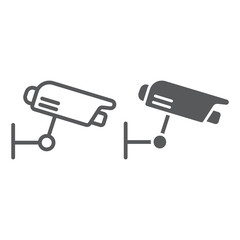 Surveillance camera line and glyph icon, guard and digital, cctv sign, vector graphics, a linear pattern on a white background.