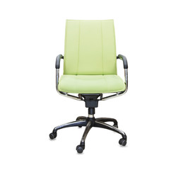 Office chair from green cloth isolated over white