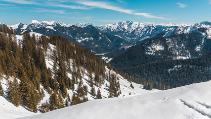 Fototapeta na wymiar Beautiful alpine winter view at the Wallberg - Bavaria - Germany