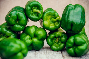 Raw Green Organic Bell Peppers Ready to Cook With