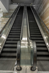 Escalators in an empty shopping mall in Hong Kong with motion blur effect - 2