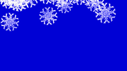 Abstract background with a variety of colorful snowflakes. Big and small.