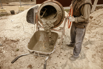 Mixing of concrete in a concrete mixer