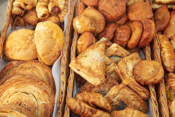 Fresh pastries for sale in the market