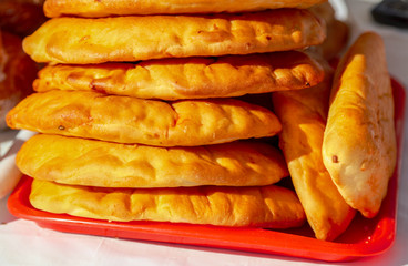 Fresh pastries for sale in the market