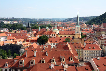 Fototapeta na wymiar Cityscape of Prague in Czech, red roofs