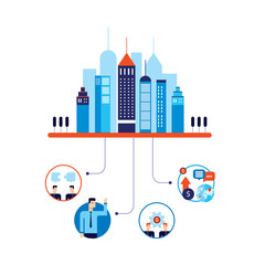 Teamwork Partnership concept Successful business people City social network infographic Vector illustration