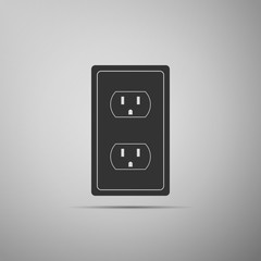 Electrical outlet in the USA icon isolated on grey background. Power socket. Flat design. Vector Illustration