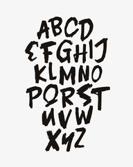 Hand Drawn Alphabet Font. Brush painted letters