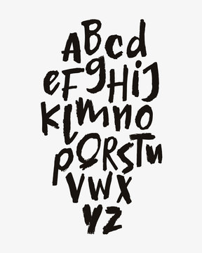 Brush painted letters. Hand Drawn Alphabet Font