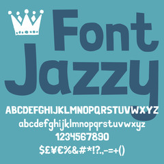 Simple hand-drawn comic font with currency and special symbols. Vector graphics set.