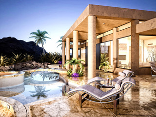 3d render modern village outside