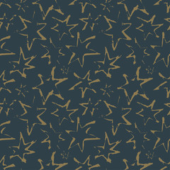 Sky Full of Stars. Vector seamless pattern with think charcoal hand-drawn stars on transparent background.