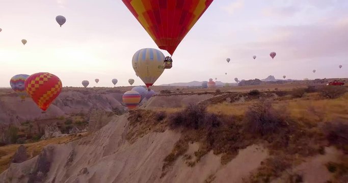 Amazing and unusual rocks of the Cappadocia. Impressive valleys: Love, Zemi, Rose, Kidar. Natural stone pillars of various shapes.