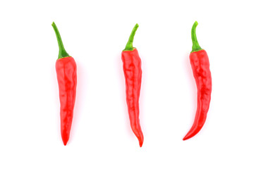 Isolated Red Hot Chili Pepper Set (Chilli, Chile).
